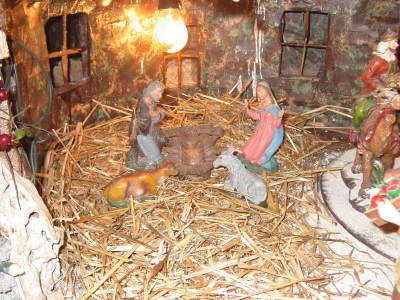 Presepe artistico realizzato in legno e mattoni artigianali